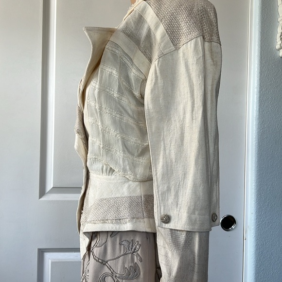 vtg 90s IIF $198 deadstock ivory cream AVANT GARDE blazer jacket S lined - Picture 7 of 13